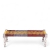 Hamilton Sheesham Wood 2 Seater Maachi Bench In Assorted Multi-Colour Chindi & Yellow Rope Canning