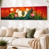 Modern Pichwai Kamdhenu Cow Canvas Wall Art 12 x 46 Inch