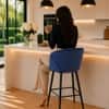 Doe Buck Velvet Counter Height Bar Stool in Blue Colour