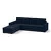 Apollo Compact Sofa (Colour : Sea Port Blue Velvet, Cushion : Hard, Back Type : High Back, Seating Capacity : Left Aligned 3 Seater + Left Aligned Chaise)