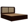 Lotus Solid Wood King  Size Upholstered Bed With Drawer Storage (Walnut Finish)
