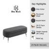 Doe Buck Luxury Boucle Storage Bench in Grey Colour with Gold Tipped Legs