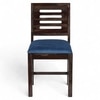 Rosslyn Sheesham Wood Set of 2 Dining Chairs in Mahogany Finish & Navy Blue Velvet Cushion Seat