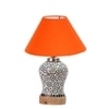 Devansh Conical Orange Cotton Shade Lamp With Wood & Mosaic Glass Base For Decoration/Office/Home/Gifting/Study For Decoration/Office/Home/Gifting/Study -(10X10X14.5) Inches -A