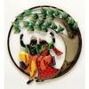Desert Art Metal Handpainted Radha Krishna Jhula Wall Hanging in Multicolour