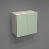 2 Door Mirror Glossy Triple Layered Uv Resistant Handless Cabinet In Pista Light Finish