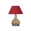 INGRAM Smoke Glass and Metal Table Lamp With Maroon Cotton Shade