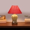 Devansh Conical Pink Jute Shade Lamp With Wood & Mosaic Glass Base For Decoration/Office/Home/Gifting/Study For Decoration/Office/Home/Gifting/Study -(10X10X14.5) Inches -A