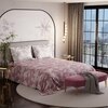 Stoa Paris Super King Size Cotton Bedsheet with 2 Pillow Covers  Size Ember Leaf Coral