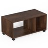 BLUEWUD Taury Engineered Wood Coffee Center Sofa Tea/Teapoy Console Table with Wheels or Casters for Sofa Set Living Room Home Hall Furniture (Brown Maple)
