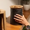 Ireka Homes Prakriti Acacia Wood Canister with Airtight Lid – Food Storage (5.5 x 5.5 x 7 in)