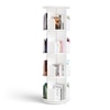 360° Rotating Bookshelf – 4 Tier Multi-Level Book Display and Storage Shelf, White Finish