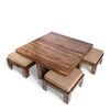 Blane Sheesham Wood 4 Seater Coffee Table Set In Teak Finish