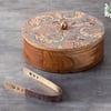 Allure Mango Wood Roti Box With Tong Grey