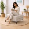 Doe Buck Minimal Luxe Ottoman Bench in Light Grey Colour Fabric with Dark Wood Legs