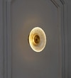 Axton Integrated Single Light Led Wall Fitting In Brass Finish Metal With Frosted White Glass