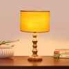Devansh Yellow Cotton Table Lamp With Wood Natural Base (7X7X15.5 Inches)-6