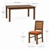 Globally Indian Helene Solid Sheesham Wood 6 Seater Dining Table Set 6 Chairs Navy Blue