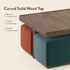 Tetra Square Solid Wood Coffee Table With Seats In Danish Walnut Finish In Multicolour Fabric