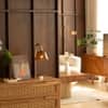 Lior Handicrafted Table Lamp in Antique Silver Brass finish and Amber Colour