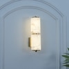 Jesse White Alabaster Stone & Brass Finish Metal Bathroom Wall Light