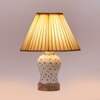 Devansh Off-White Cotton Straight Pleated Shade Lamp With Wood & Mosaic Glass Base For Decoration/Office/Home/Gifting/Study For Decoration/Office/Home/Gifting/Study