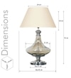 Delicea Smoke Glass And Chrome Finish Metal Table Lamp With Off-White Cotton Shade