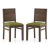 Atlas Dining Chairs Set Of 2 Finish Danish Walnut Colour Avocado Green