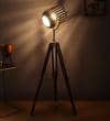 Wooden Spot Light Floor Lamp in Brown Shade