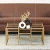 Valentino Black Glass Bunching Coffee Table In Dark Gold Finish