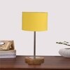 Devansh Yellow Cotton Table Lamp With  Natural  Wood Base  & Steel Pipe (7X17 Inches)-6