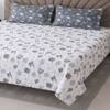 White and Charcoal Floral Cotton 400 Tc Flat Super King Size Bedsheet With 2 Pillow Covers