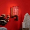 Devansh Solid Wood Electric Wall Light in Maroon Colour with Maroon Shade Count of 1 Light