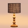 Devansh Grey Jute   Table Lamp With  Wood Natural Base (7X7X15.5 Inches)-17