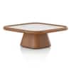 Lazo Solid Wood And Banswara Marble Square Coffee Table In Amber Walnut Finish