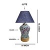 Devansh Conical  Blue Jute Shade  Lamp With  Wood & Mosaic Glass Base For Decoration /Office/Home/Gifting/Study For Decoration /Office/Home/Gifting/Study -(10X10X14.5) Inches -