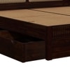 Lotus Solid Wood Queen  Size Upholstered Bed With Drawer Storage (Walnut Finish)