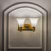 FRANKLIN 2 Light Brass Wall Fitting with Frosted White Glass