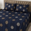 Dark Blue Floral 400 TC Cotton Flat Super King Size Bedsheet With 2 Pilllow Covers From Threads