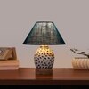 Devansh Conical Turquoise Jute Shade Lamp With Wood & Mosaic Glass Base For Decoration/Office/Home/Gifting/Study For Decoration/Office/Home/Gifting/Study -(10X10X14.5) Inches -A