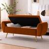 Melore Velvet Ottoman With Storage in Orange Color