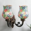 Troy Antique Metal Double Wall Mounted Lamp with Multicolor Mosaic Glass