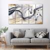 The Castle Decor Modern Golden Horses Wall Art Set of 5 27x48 Inch