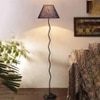 Kira Zig Zag Iron Floor lamp with Jute Conical Blue shade (Z41)