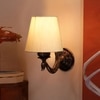 Devansh Metal Electric Wall Light in Antique Gold Colour with off-white Shade Count of 1 Light