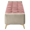 Hoslo Velvet 2 Seater Ottoman Bench in Cream & Peach Color