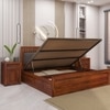 Vrinda Solid Wood King Size Bed In Hydraulic Storage Bed In Honey Oak Finish