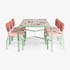 Dastoori Ceramic Tile Outdoor Dining Table with Six Chairs in Beige Colour