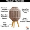 Luxe Home Standing Bamboo Woven Lantern with Stand or Glass Jar - 2025-212- Taupe (40x20x20 cm)