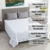 White And Grey  Geometric Cotton  400 Tc  Flat  Super King Size Bedsheet With 2 Pillow Covers
